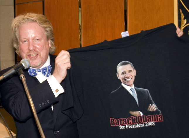 Chris Devonshire-Ellis with Barack Obama campaign t-shirt