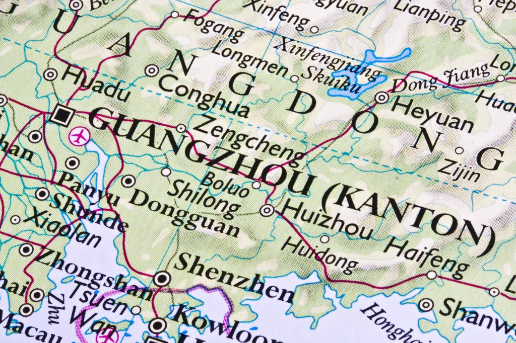 Guangzhou on a map