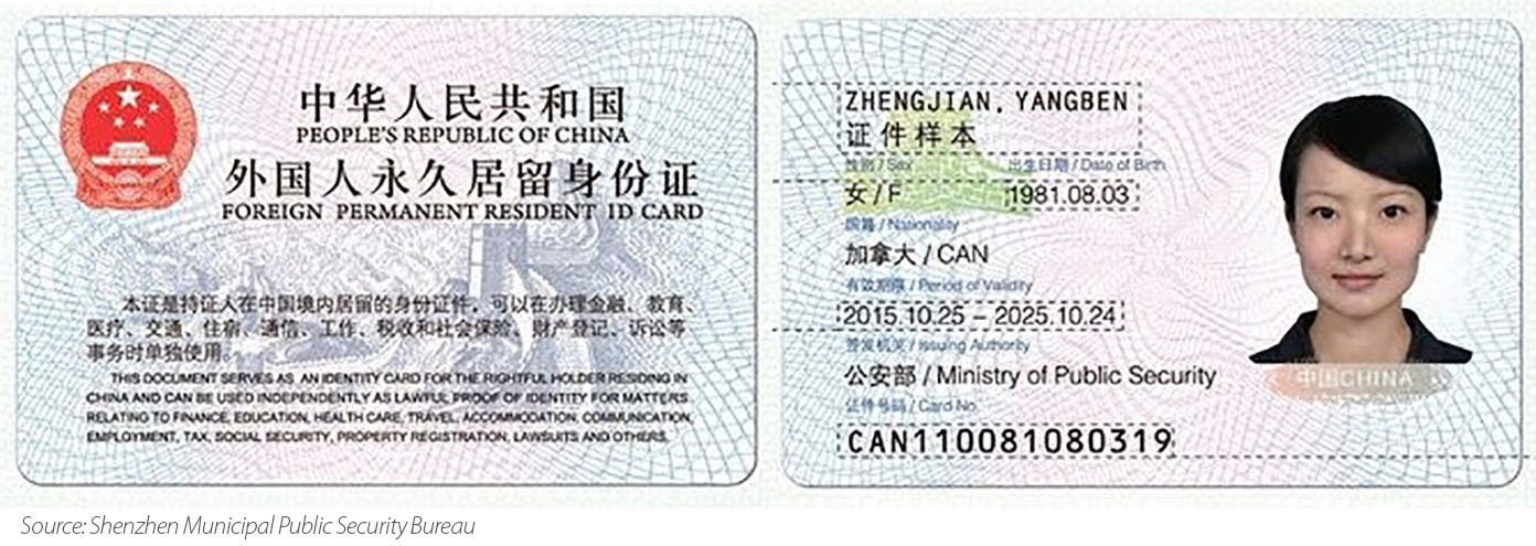 China Foreigner Permanent Residence ID Card