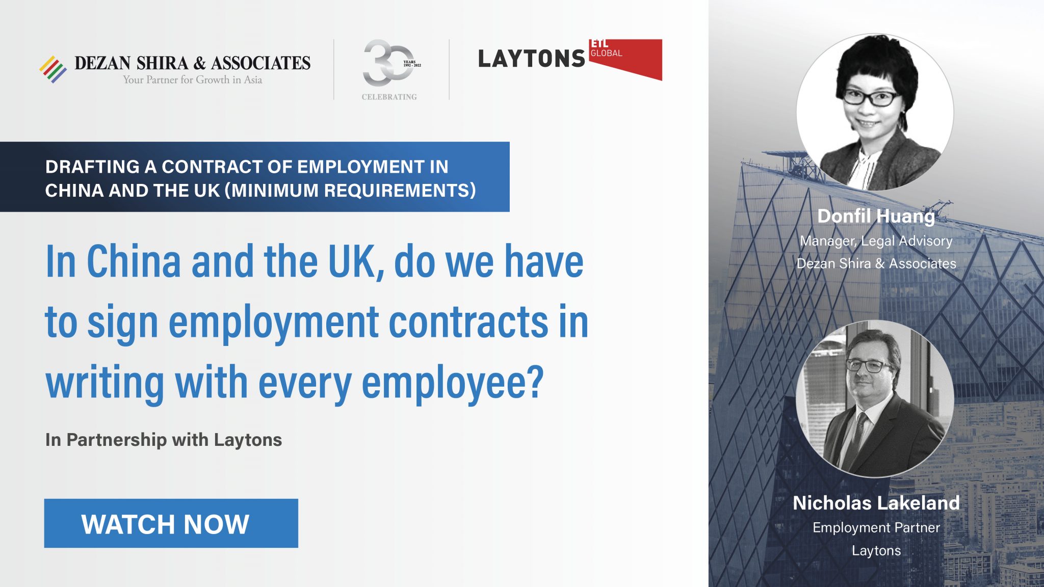 Drafting a Contract of Employment in China and the UK (Minimum